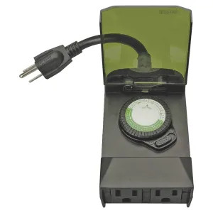 Coleman Cable 50011 Woods 50011 Outdoor Mechanical Timer, 125 V, 15 A, 30 Min Interval, 24 hr, 24 Cycles per day