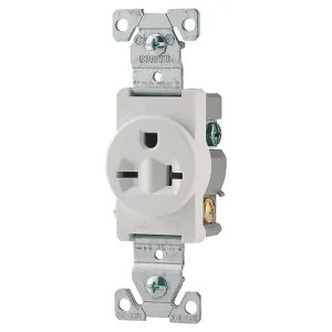 Arrow Hart 1876W-BOX Arrow Hart 1876W Grounded Straight Blade Single Receptacle, 250 V, 20 A, 2 Pole, 3 Wire