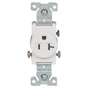 Arrow Hart 1877W-BOX Arrow Hart 1877W Straight Blade Single Receptacle, 125 V, 20 A, 2 Pole, 3 Wire