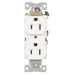 Arrow Hart BR15W Arrow Hart BR15W Straight Blade Duplex Receptacle, 125 V, 15 A, 2 Pole, 3 Wire