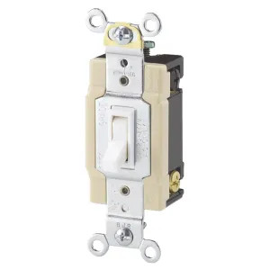 Cooper 1242-7W-BOX Cooper 1242-7 Framed Grounded Toggle Switch, 120 VAC, 15 A, White