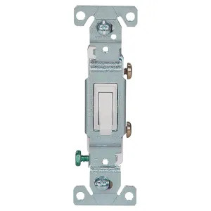 Cooper 1301-7W10 Cooper 1301-7W10 Framed Grounding Toggle Switch, 120 VAC, 15 A, 1 Pole