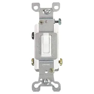 Cooper 1303-7W-BOX Cooper 1303-7W Framed Grounding Toggle Switch, 120 VAC, 15 A, 3 Way