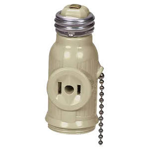 Cooper 718V-BOX Cooper 718V-BOX Polarized Lampholder Adapter with Pull Chain Switch, 660 W, 125 VAC, Medium Base