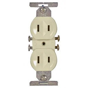 Cooper 736V-BOX Cooper 736V-BOX Straight Blade Duplex Receptacle, 125 V, 15 A, 2 Pole, 2 Wire, Ivory