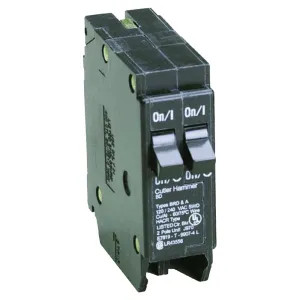 Eaton BD1515 Eaton BD1515 Type BD Twin Circuit Breaker, 120 VAC, 15/15 A, 1 P, 10 kA
