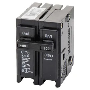 Eaton BR2100 Eaton BR2100 Type BR Miniature Circuit Breaker, 120/240 V, 100 A, 2 P, 42 kA