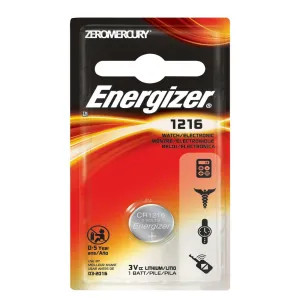 Energizer ECR1216BP Energizer ECR1216BP Coin Cell Battery, 3 V, CR1216, Lithium/Manganese Dioxide