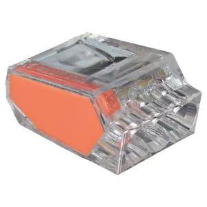 Gardner Bender 10-PC3 PushGard 10-PC3 3-Port Push-In Connector, 22 - 12 SOL, 600 V, Polycarbonate, Orange/Clear