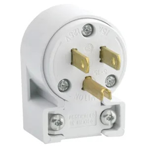 Leviton 000-515AN-000 Leviton 000-515AN-000 Polarized Angle Plug, 125 V, 15 A, 2 P, 3 W, White