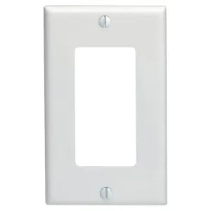 Leviton 021-80401-00W Leviton 021-80401-00W 1-Decora/GFCI Standard Size Wall Plate, 1 Gang, 4-1/2 in L X 2-3/4 in W 1/4 in T, White, Smooth