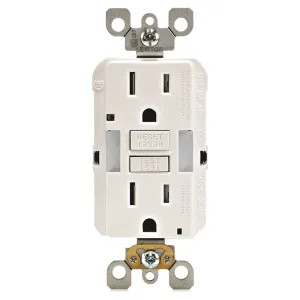 Leviton R02-GFNL1-00W Leviton R02-GFNL1-00W Smartlockpro GFCI Receptacle/Guide Lights, 2 Pole/3 Wire, White