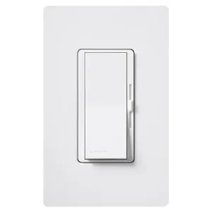 Lutron DVW-603PGH-WH Eco-Dim Diva Designer DVW-603PH-IV Preset Dimmer Switch, 120 VAC, 5 A, 600 W, 1 P, 3 W, White