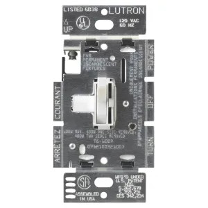 Lutron TG-600PH-WH Lutron TG-600PH-WH Preset Toggle Dimmer, 120 VAC, 5 A, 600 W, 1 P, White