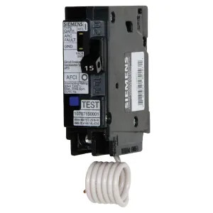 Siemens QA115AFC MES Q115AFC Arc Fault Combination Miniature Circuit Breaker, 120/240 VAC, 15 A, 1 P, 10 kA