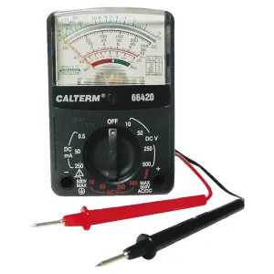 Calterm 66420 Calterm 66420 12-Range Analog Multimeter, 500 V, 250 mA, 1 M ohm, -20 TO 56 db, AA