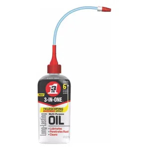 WD-40 100703 3-IN-ONE 100703 Multi-Purpose Oil With Telescoping Spout, 4 oz, Squeeze Bottle, Clear Amber