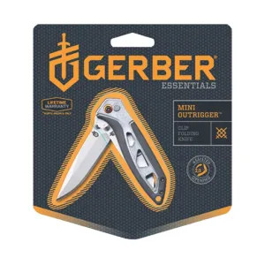 Gerber 31-001759 Gerber Mini Outrigger Folding Knife, 2-1/2 in Blade, 5.88 in L, Silver/Black Soft Grip