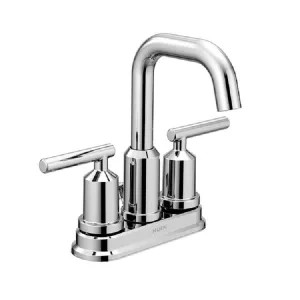 Moen 6150 Moen Gibson Two-Handle High-Arc Centerset Chrome Bathroom Faucet with Metal Pop-Up, 1.2 GPM, Lever Handles, WaterSense, ADA - 6150