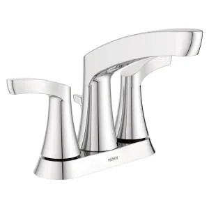 Moen WS84633 Moen Danika Two-Lever Handle High-Arc Centerset Chrome Bathroom Faucet, WaterSense, Three-Hole Installation, ADA Construction - WS84633