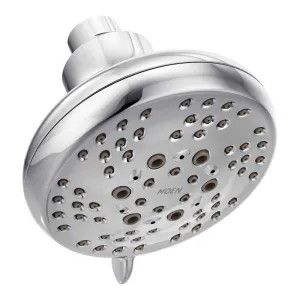Moen CL26500EP Moen 4in Five-Spray Function Shower Head, Eco-Performance, Fixed Wall-Mount Installation, Sold in  Cases of 12 Units, 1.75 GPM, Chrome - CL26500EP