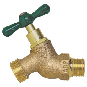 Arrowhead Brass 251LF Arrowhead 251 No-Kink Hose Bibb, 1/2 in MIPT Inlet, 3/4 in Hose Thread Outlet, 125 psi, Brass
