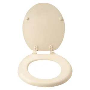 Mintcraft T-17WM-B-3L ProSource Round Toilet Seat with Bolts and Nuts, Plastic Hinges, 200 kg Capacity, MDF Molded Fiberboard, Plastic Hinge, Bone -  T-17WM-B-3L