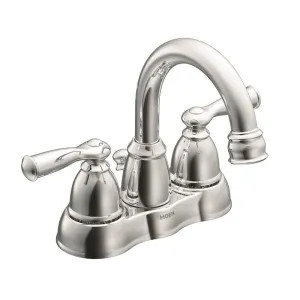 Moen WS84913 Moen Banbury Two-Handle High Arc Chrome Centerset Bathroom Faucet with Plastic Pop-Up, 1.2 GPM, ADA Lever Handle, Three-Hole - WS84913