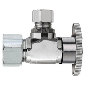 Plumb Pak PP61PCLF Plumb Pak PP61PCLF 1/4 Turn Angle Shut-Off Valve, 1/2 X 3/8 in, Nominal Compression X OD, Brass Body, Chrome Plated