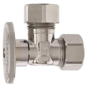 Plumb Pak PP67PCLF Plumb Pak PP67PCLF 1/4 Turn Angle Shut-Off Valve, 5/8 x 7/16 X 1/2 in, OD X OD X Slip Joint, Brass Body