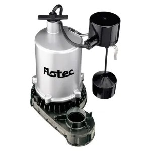 Flotec FPZT7350 Pentair Flotec High Output Sump Pump, 1/2 HP, 6000 GPH, 115V, Submersible, Vertical Float Switch, 8' Cord, 1-1/2 NPT, Zinc - FPZT7350