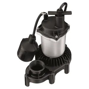 Simer 2163/2955 Pentair Simer Sump Pump, 1/3 HP, 2160 GPH, 115V, Submersible, Tethered Switch, Thermoplastic - 2955