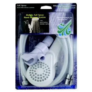 Whedon AFS5C Whedon Deluxe Economy Plus Hand Shower Kit with Shower Handle and 59in Hose, Soft Rub Nozzles, White - AFS5C