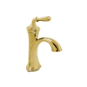 Kohler 193-4-PB Kohler Devonshire Single-Handle Vibrant Polished Brass Bathroom Sink Faucet with Pop-Up Drain, Top Lever Handle, 1.2 GPM, WaterSense, Metal - K-193-4-PB