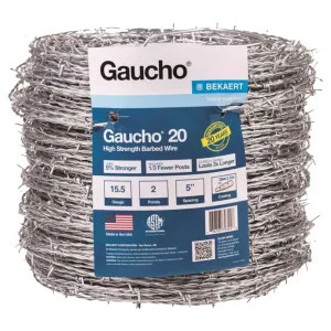 Baekaert 118290 Gaucho 118290 2-Point Barbed Wire, 1320 ft L, 5 in Barb, High Tensile Steel, Galvanized