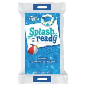 Cargill 100011437 Diamond Crystal Splash Ready 8526 Pool Salt, 40 lb Poly Bag, Crystalline Solid, White, Halogen, 100011437