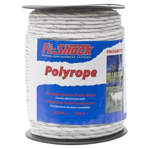 Fi-Shock PR656W6-FS Fi-Shock PR656W6-FS Electric Fence Polyrope, 656 Foot, White