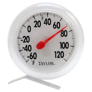 Taylor Precision 00346A2 Taylor 5630 Weather Resistant Round Window Thermometer, -60 TO 120 deg F, 6 in Dia