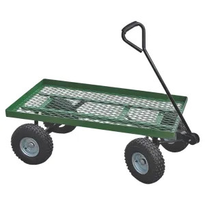Vulcan YTL22114 Vulcan YTL22114 Flat Bed Mesh Body Garden Cart, 38 in L x 20 in W, 600 lb, Steel, Green, Comfort Grip Handle