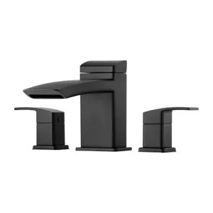 Pfister RT6-5D1B Pfister Kenzo Two-Handle Roman Tub Faucet Trim, 18 GPM, Lever Handles, Metal, Matte Black - RT6-5D1B