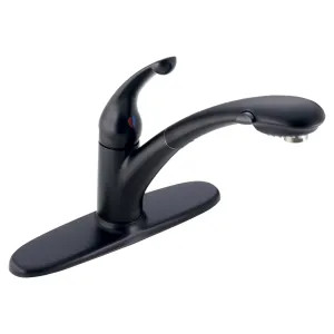 Delta 470-BL-DST Delta Signature Single Handle Pull-Out Kitchen Faucet, Matte Black - 470-BL-DST