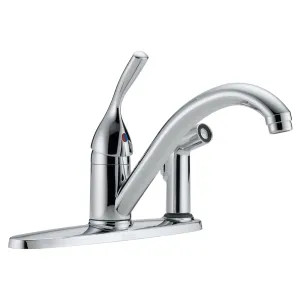 Delta 300-DST Delta Classic Single Handle Kitchen Faucet w/ Side Sprayer in Deck Plate, Chrome - 300-DST