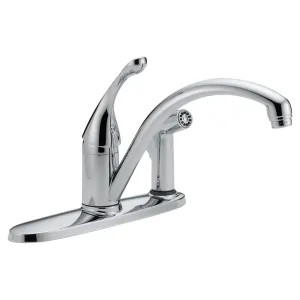 Delta 340-DST Delta Collins Single Handle Kitchen Faucet w/ Side Spray in Deck Plate, Chrome - 340-DST