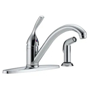 Delta 400-DST Delta Classic Single Handle Kitchen Faucet w/ Side Spray, Chrome - 400-DST