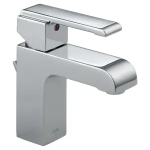 Delta 586LF-MPU Delta Arzo Angular Spout Deck-Mount Chrome Lavatory Faucet with Red/Blue Indicators, Metal Pop-Up, 1.5 GPM, Single-Handle - 586LF-MPU