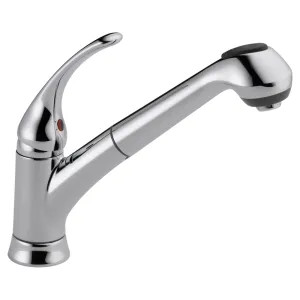 Delta B4310LF Delta Foundations Single Handle Pull-Out Kitchen Faucet, Chrome - B4310LF