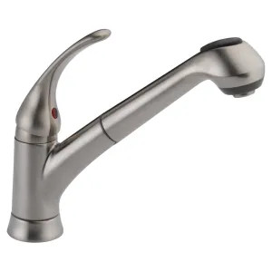Delta B4310LF-SS Delta Foundations Single Handle Pull-Out Kitchen Faucet, Stainless - B4310LF-SS