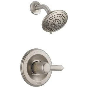 Delta T14238-SS Delta Lahara Monitor 14 Series Single-Handle Shower Faucet with 5-Setting Rain Showerhead, 1.75 GPM, Lever Handle, Stainless - T14238-SS