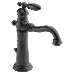 Delta 555LF-RB Delta Victorian Hook Spout Venetian Bronze Lavatory Faucet, Metal Pop-Up, 1.2 GPM, Single-Handle, Lever Handle - 555LF-RB
