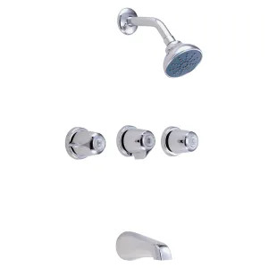 Gerber G0048030 Gerber Classics 3-Handle Tub/Shower Faucet with Single-Function Showerhead, 1.75 GPM, Metal Handles, IPS/Sweat, Threaded Escutcheon, Chrome - 48-030